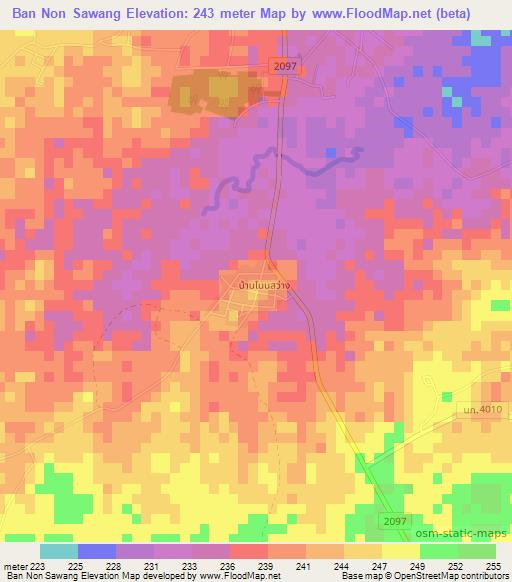 Ban Non Sawang,Thailand Elevation Map