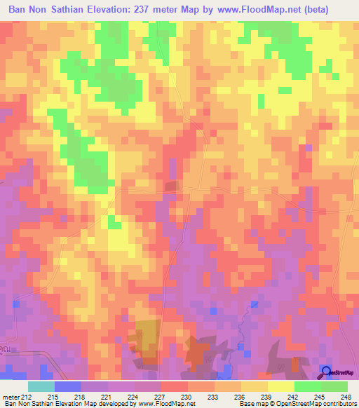 Ban Non Sathian,Thailand Elevation Map