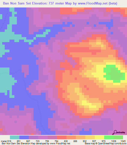 Ban Non Sam Set,Thailand Elevation Map