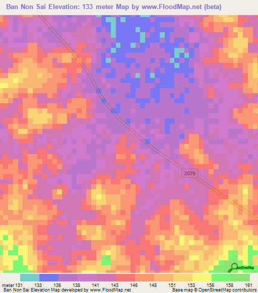 Ban Non Sai,Thailand Elevation Map