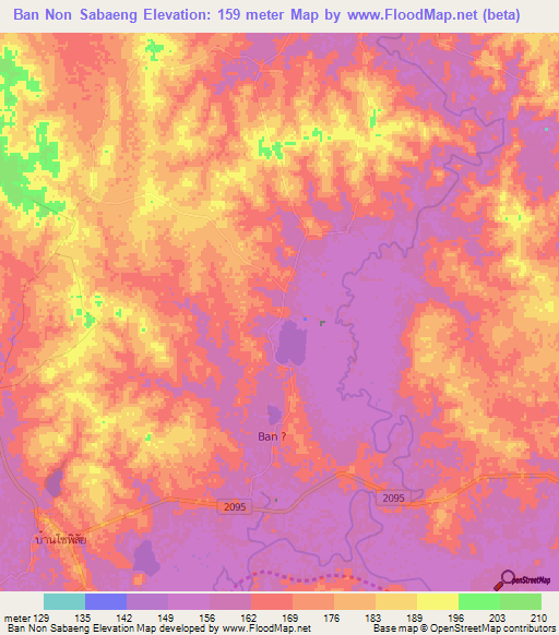 Ban Non Sabaeng,Thailand Elevation Map