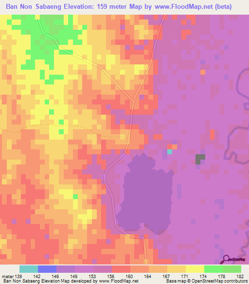 Ban Non Sabaeng,Thailand Elevation Map