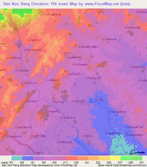 Ban Non Rang,Thailand Elevation Map