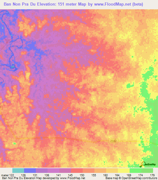 Ban Non Pra Du,Thailand Elevation Map