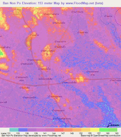 Ban Non Po,Thailand Elevation Map