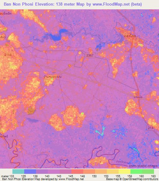Ban Non Phosi,Thailand Elevation Map
