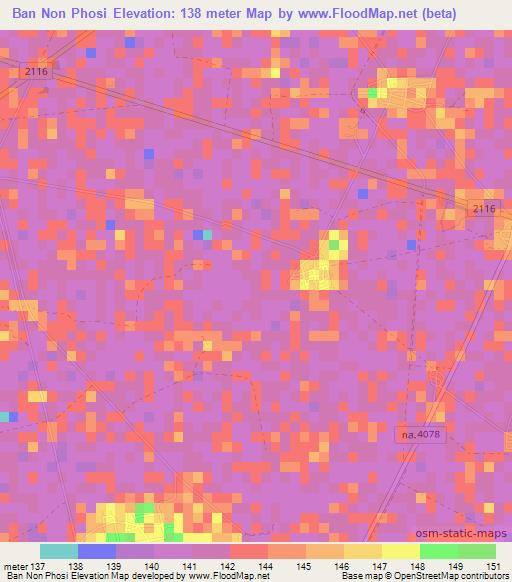 Ban Non Phosi,Thailand Elevation Map