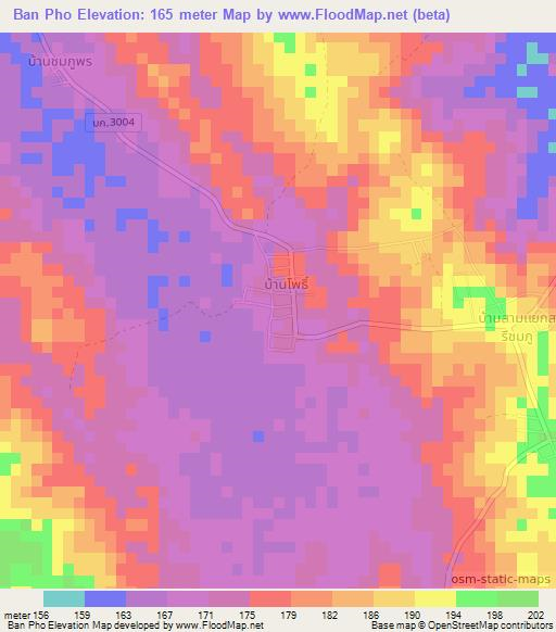 Ban Pho,Thailand Elevation Map