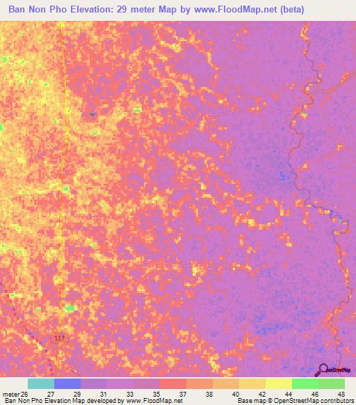 Ban Non Pho,Thailand Elevation Map
