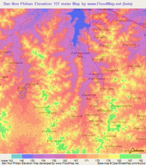 Ban Non Phiban,Thailand Elevation Map