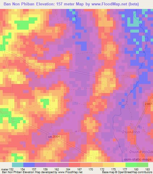 Ban Non Phiban,Thailand Elevation Map