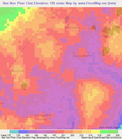 Ban Non Phan Chat,Thailand Elevation Map