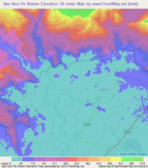 Ban Non Pa Khaem,Thailand Elevation Map