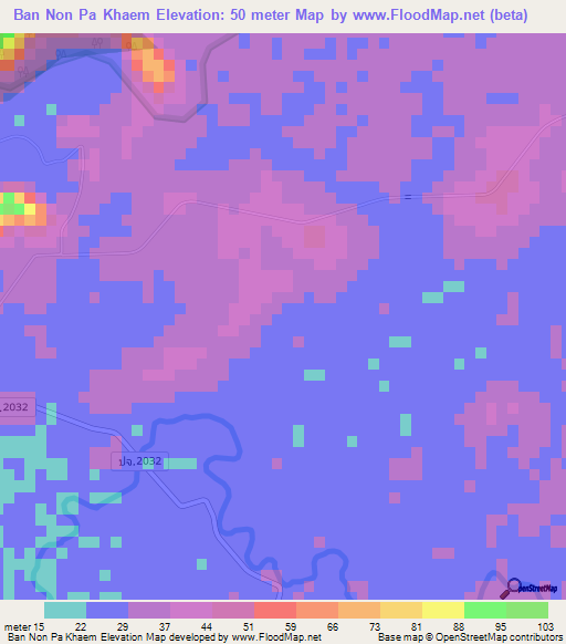 Ban Non Pa Khaem,Thailand Elevation Map