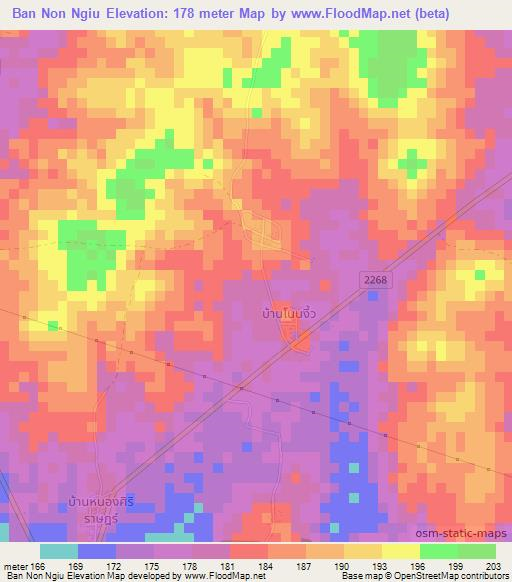 Ban Non Ngiu,Thailand Elevation Map