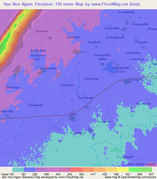Ban Non Ngam,Thailand Elevation Map