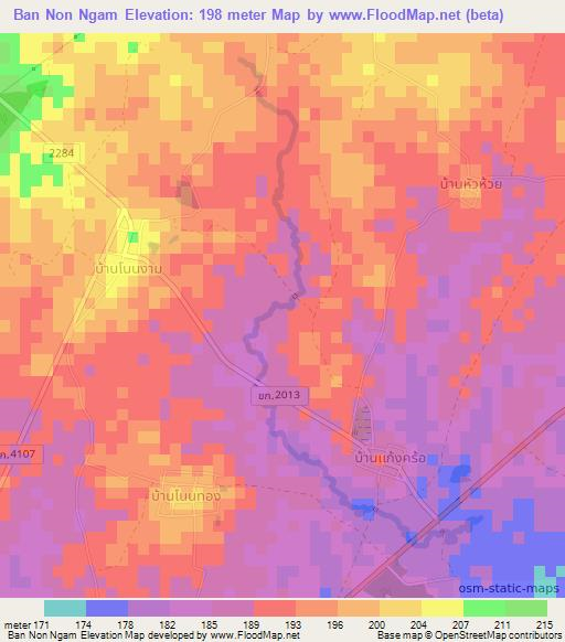 Ban Non Ngam,Thailand Elevation Map
