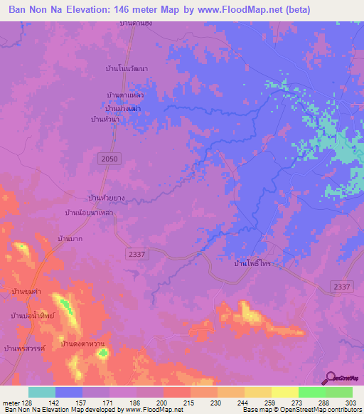 Ban Non Na,Thailand Elevation Map