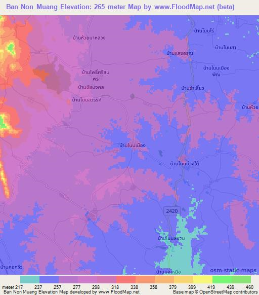 Ban Non Muang,Thailand Elevation Map
