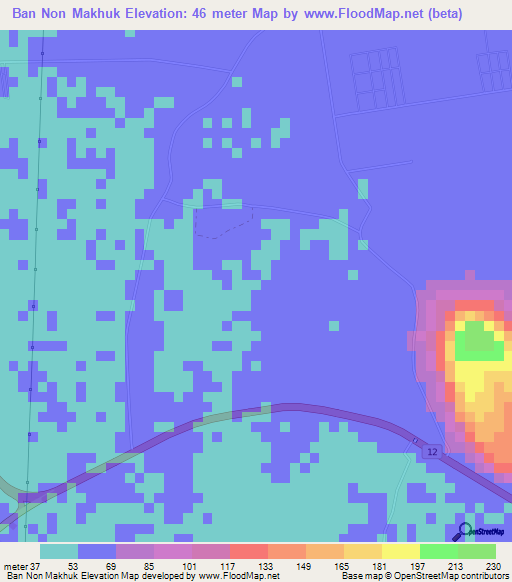 Ban Non Makhuk,Thailand Elevation Map
