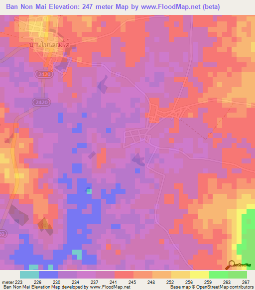 Ban Non Mai,Thailand Elevation Map