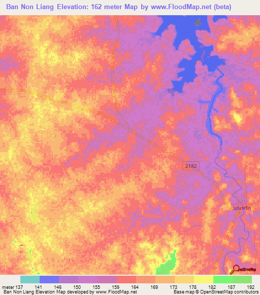 Ban Non Liang,Thailand Elevation Map
