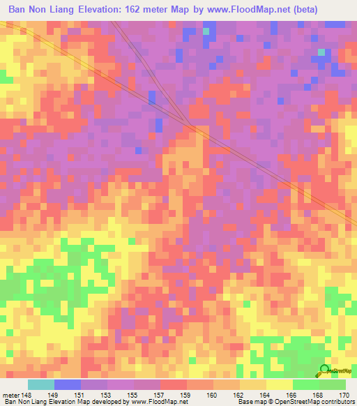 Ban Non Liang,Thailand Elevation Map
