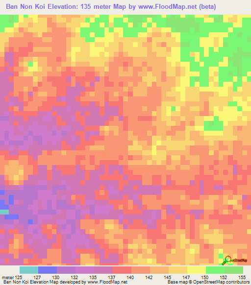 Ban Non Koi,Thailand Elevation Map