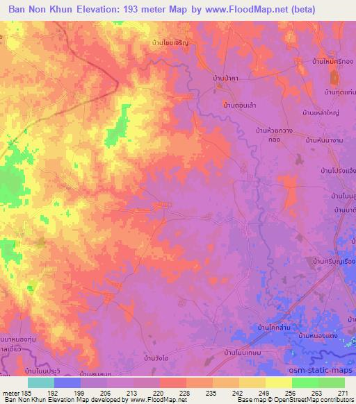 Ban Non Khun,Thailand Elevation Map