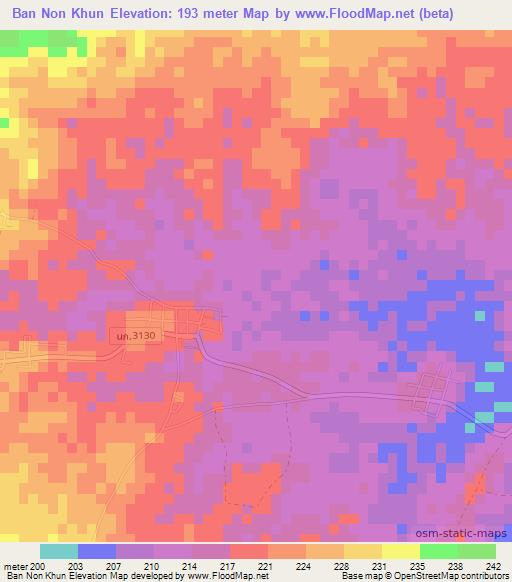 Ban Non Khun,Thailand Elevation Map