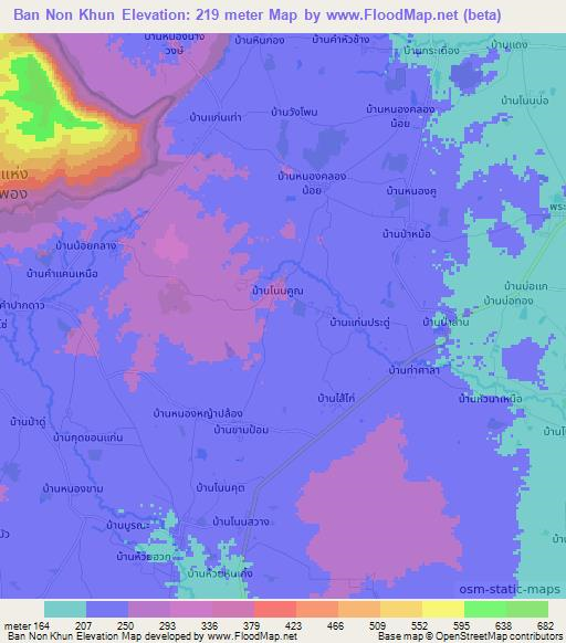 Ban Non Khun,Thailand Elevation Map