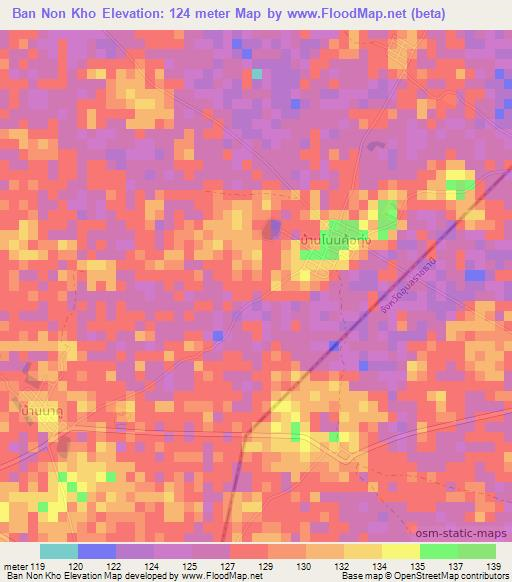Ban Non Kho,Thailand Elevation Map