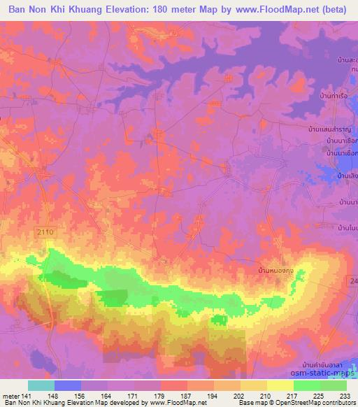 Ban Non Khi Khuang,Thailand Elevation Map