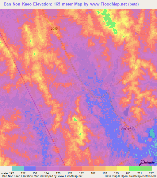 Ban Non Kaeo,Thailand Elevation Map