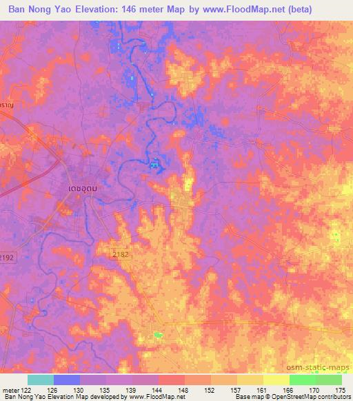 Ban Nong Yao,Thailand Elevation Map