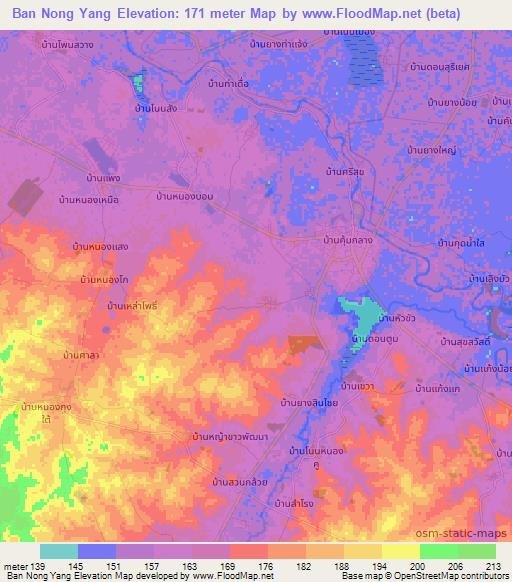 Ban Nong Yang,Thailand Elevation Map