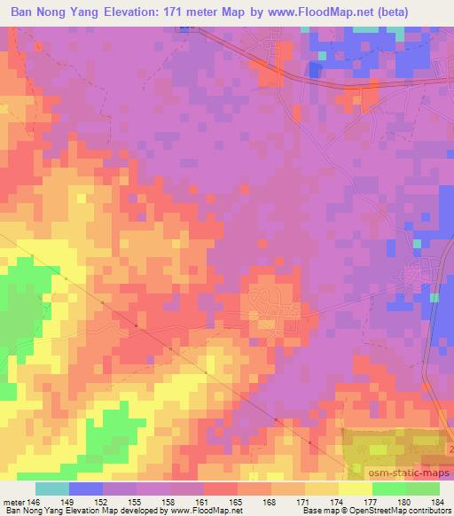Ban Nong Yang,Thailand Elevation Map