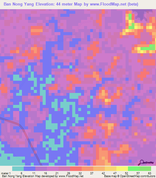 Ban Nong Yang,Thailand Elevation Map