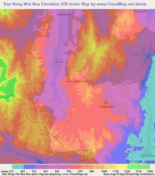 Ban Nong Wai Nua,Thailand Elevation Map