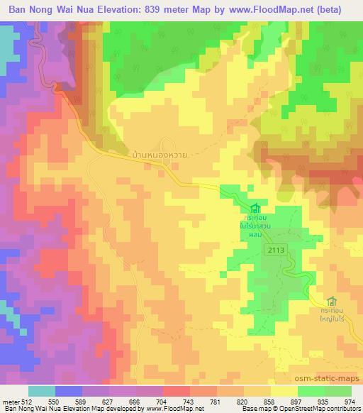 Ban Nong Wai Nua,Thailand Elevation Map