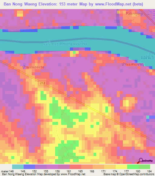 Ban Nong Waeng,Thailand Elevation Map