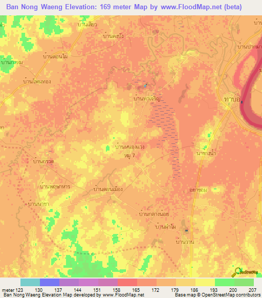 Ban Nong Waeng,Thailand Elevation Map