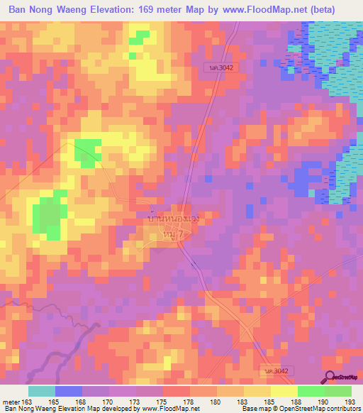 Ban Nong Waeng,Thailand Elevation Map