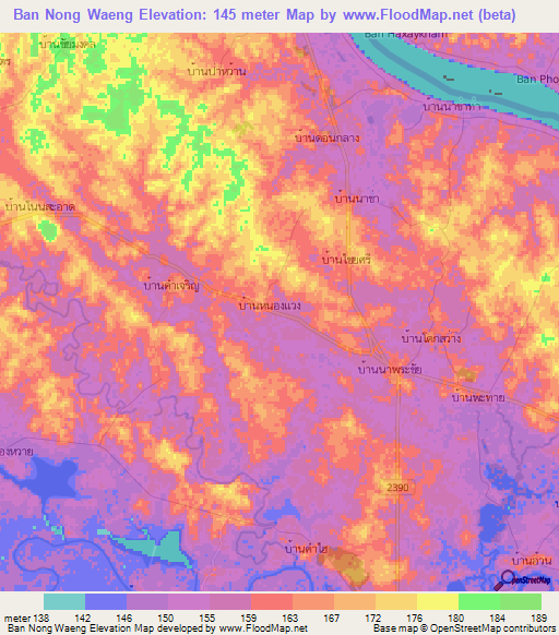 Ban Nong Waeng,Thailand Elevation Map