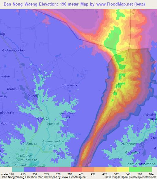 Ban Nong Waeng,Thailand Elevation Map