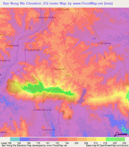 Ban Nong Wa,Thailand Elevation Map