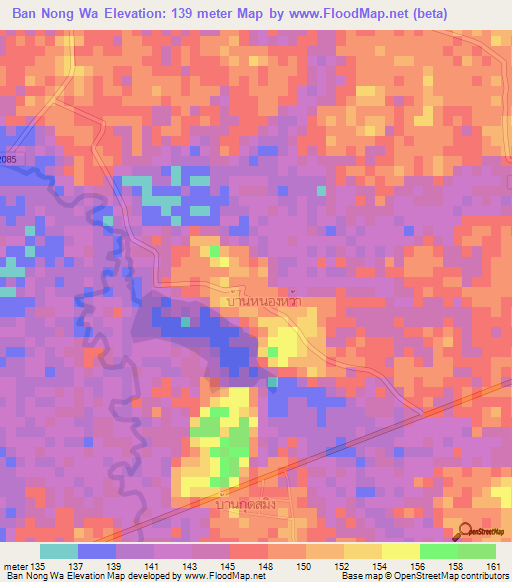 Ban Nong Wa,Thailand Elevation Map