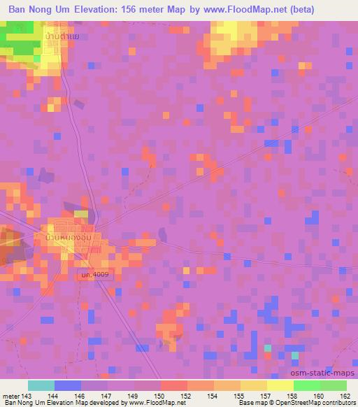 Ban Nong Um,Thailand Elevation Map