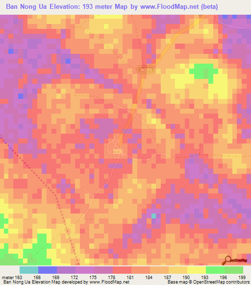 Ban Nong Ua,Thailand Elevation Map