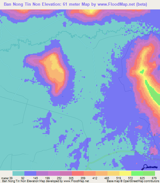 Ban Nong Tin Non,Thailand Elevation Map